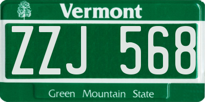 VT license plate ZZJ568