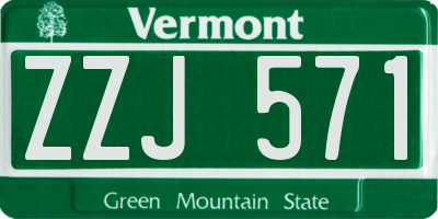 VT license plate ZZJ571