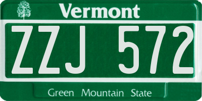 VT license plate ZZJ572