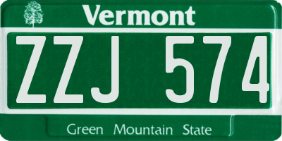 VT license plate ZZJ574