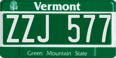 VT license plate ZZJ577