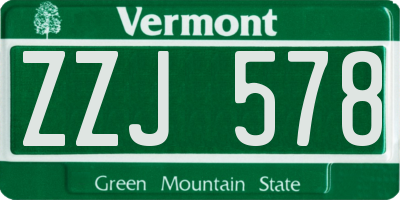 VT license plate ZZJ578
