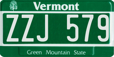 VT license plate ZZJ579