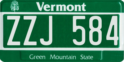 VT license plate ZZJ584