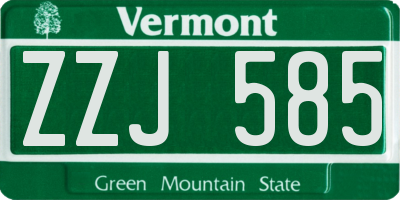 VT license plate ZZJ585