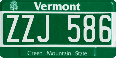 VT license plate ZZJ586