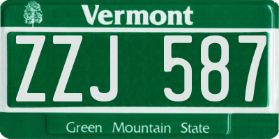 VT license plate ZZJ587