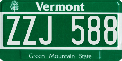 VT license plate ZZJ588