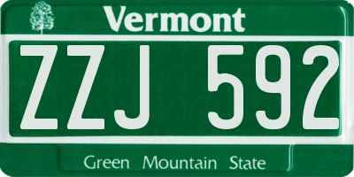VT license plate ZZJ592