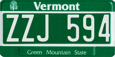 VT license plate ZZJ594