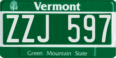 VT license plate ZZJ597