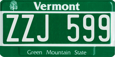 VT license plate ZZJ599