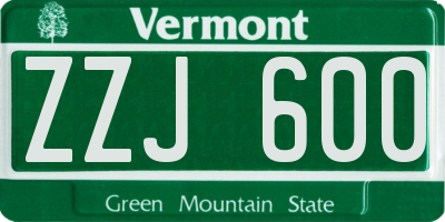 VT license plate ZZJ600