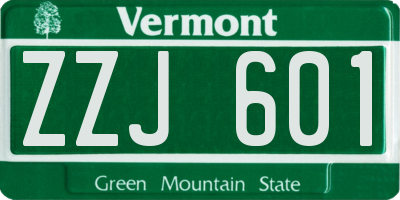 VT license plate ZZJ601