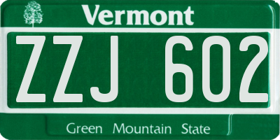 VT license plate ZZJ602