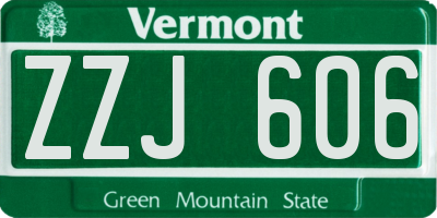 VT license plate ZZJ606