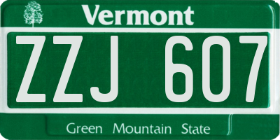 VT license plate ZZJ607