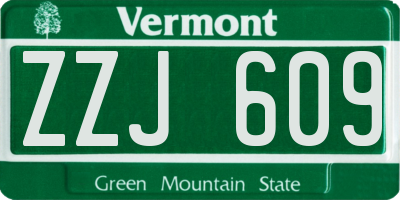 VT license plate ZZJ609