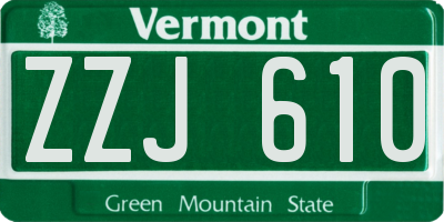 VT license plate ZZJ610