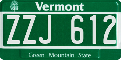 VT license plate ZZJ612