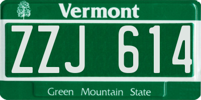 VT license plate ZZJ614