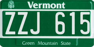 VT license plate ZZJ615