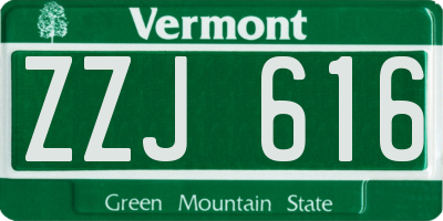 VT license plate ZZJ616