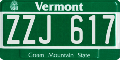 VT license plate ZZJ617