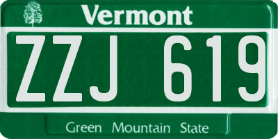 VT license plate ZZJ619