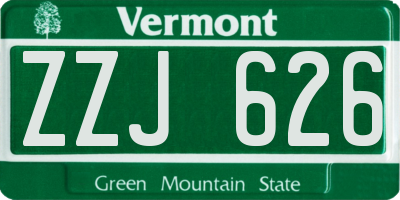 VT license plate ZZJ626