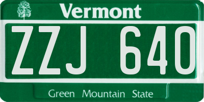 VT license plate ZZJ640