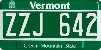 VT license plate ZZJ642