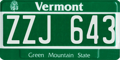 VT license plate ZZJ643