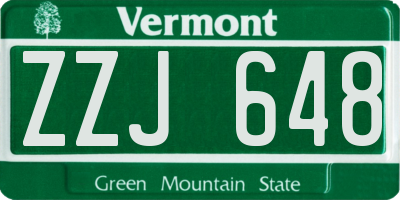 VT license plate ZZJ648