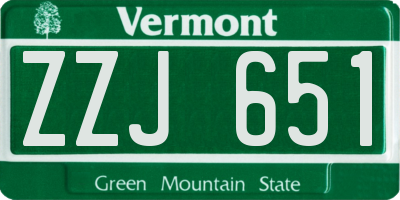 VT license plate ZZJ651