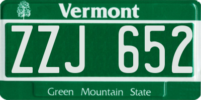 VT license plate ZZJ652