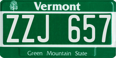 VT license plate ZZJ657