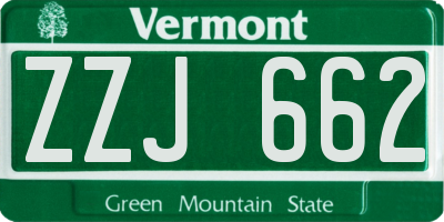 VT license plate ZZJ662