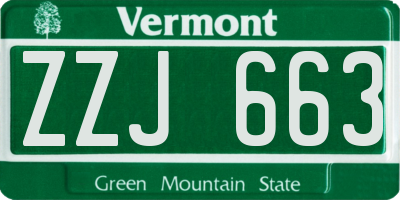 VT license plate ZZJ663