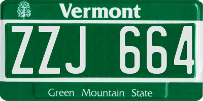 VT license plate ZZJ664