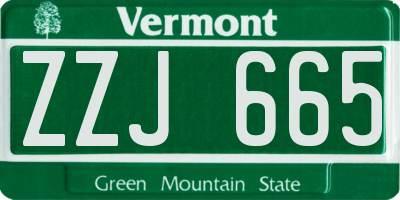 VT license plate ZZJ665