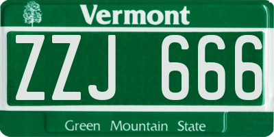 VT license plate ZZJ666