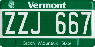 VT license plate ZZJ667