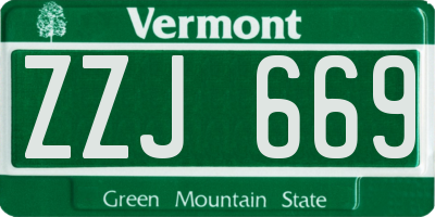 VT license plate ZZJ669