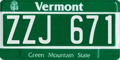 VT license plate ZZJ671