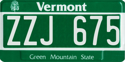 VT license plate ZZJ675