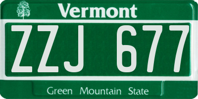 VT license plate ZZJ677