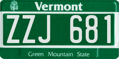 VT license plate ZZJ681