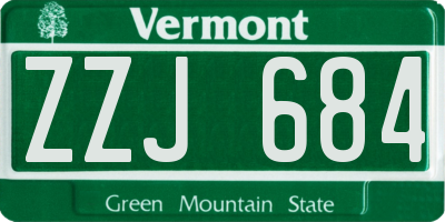 VT license plate ZZJ684