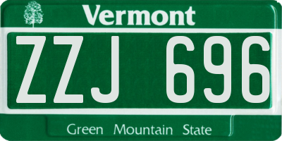 VT license plate ZZJ696